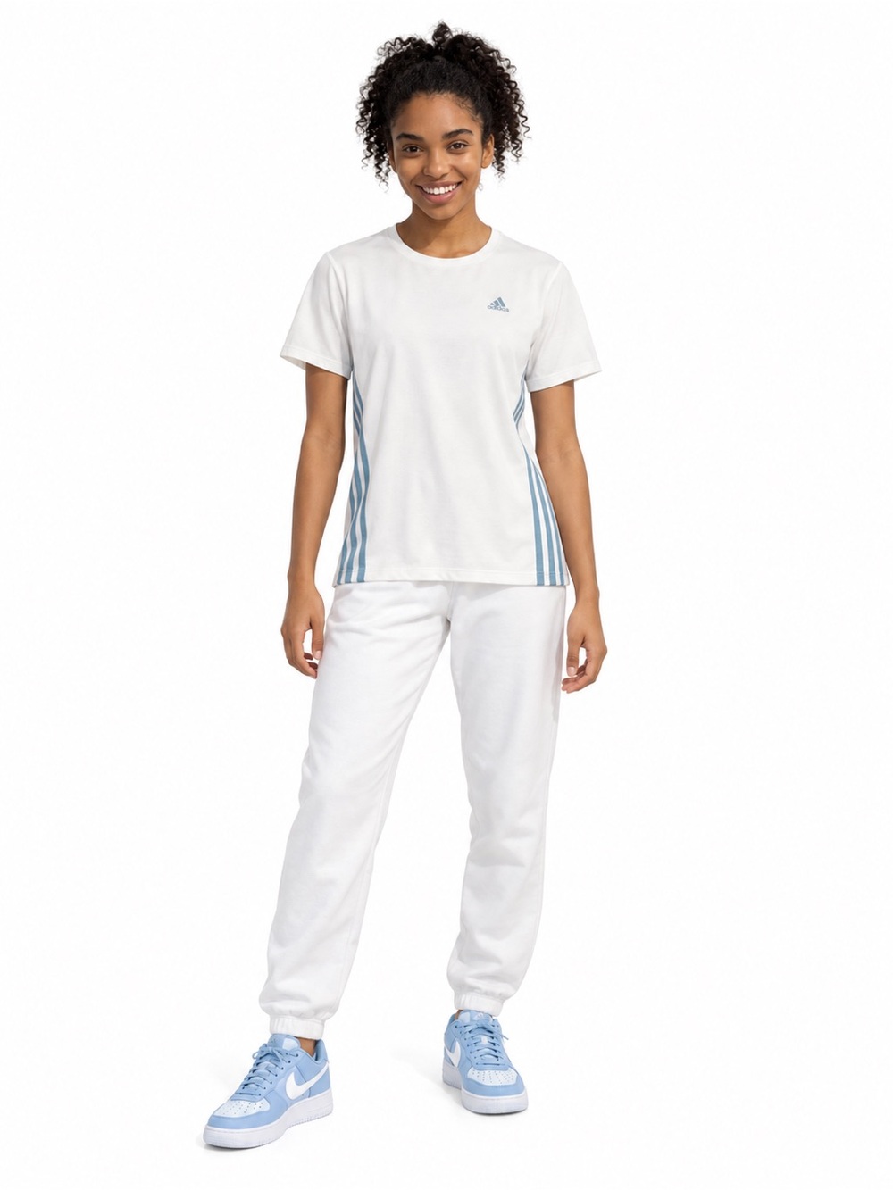 Adidas Short-Sleeve Crew / Tennis Tee with Light Blue Side Stripes | Small | NWT